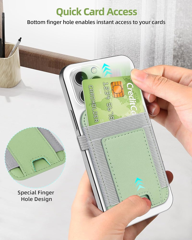 ExtreLife محفظة ماغسيف، أقوى محفظة مغناطيسية لهواتف آيفون 17/16/15/14/13/12، حامل بطاقات مغناطيسي مع 2 فتحة بطاقات، حجب RFID، جلد نباتي، تحمل 7 بطاقات، أخضر فاتح - Image 5